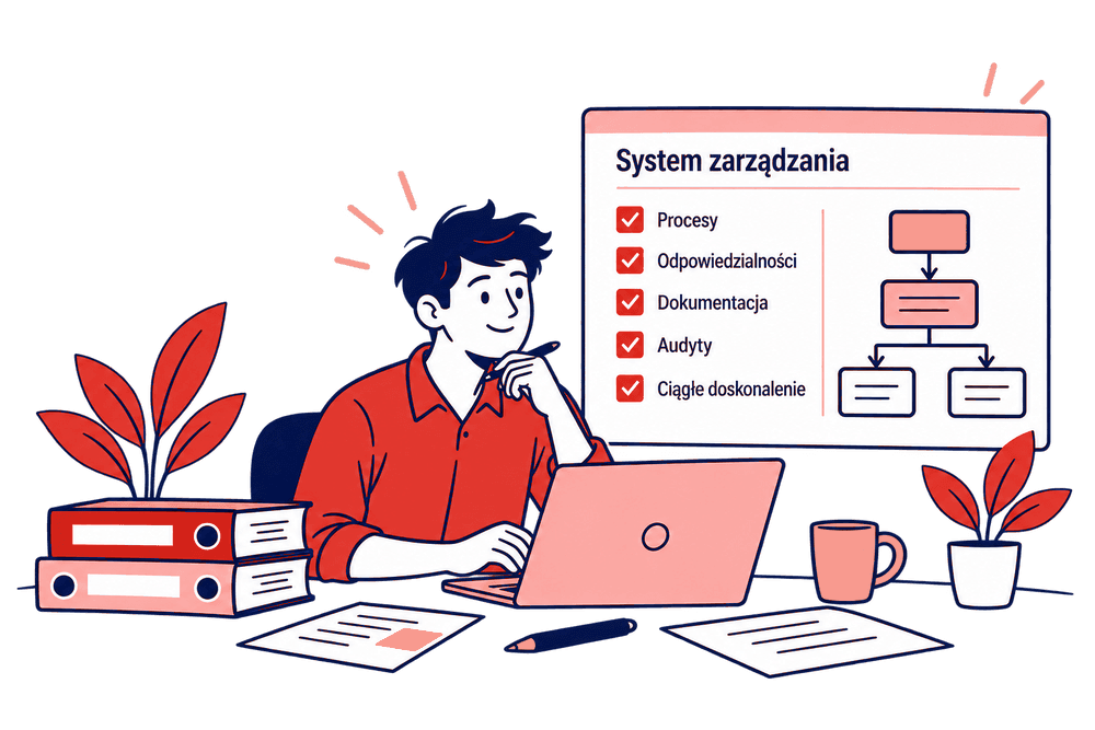 Ilustracja: ten sam pracownik przy uporządkowanym systemie zarządzania